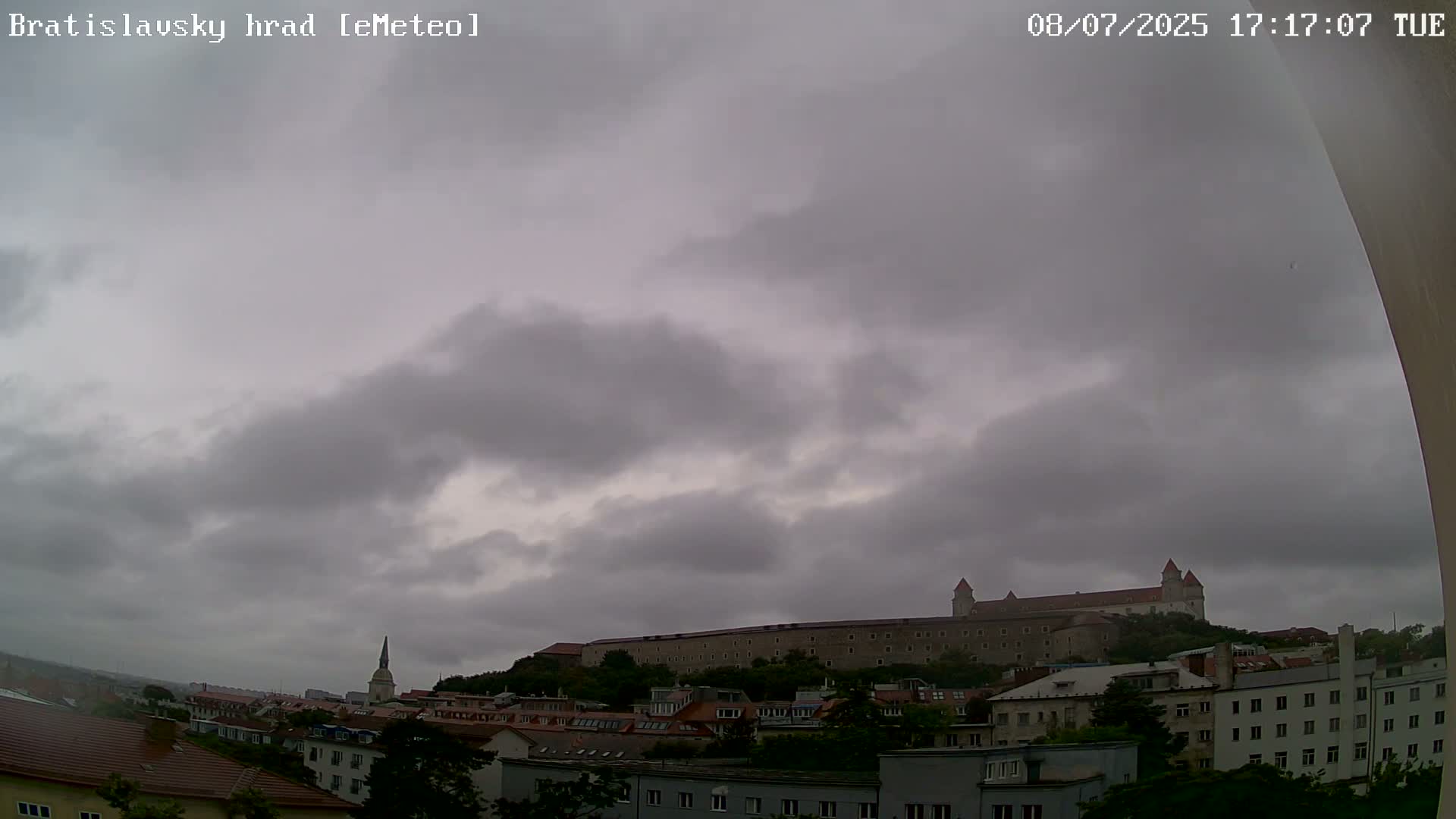 Bratislava, Bratislavský hrad (Bratislava Castle) South View Live Cam - Stare Mesto, Okres Bratislava I, Bratislava, Slovakia