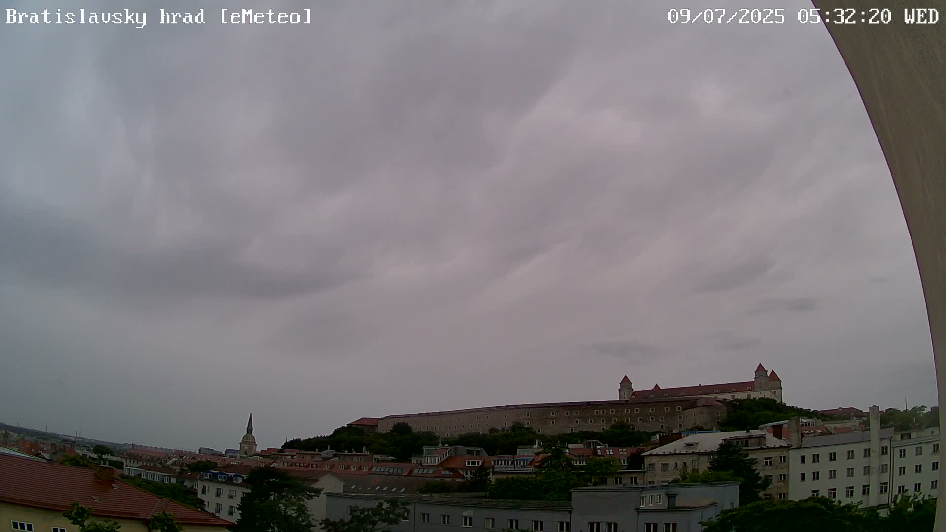 Bratislava, Bratislavský hrad (Bratislava Castle) South View Live Cam - Stare Mesto, Okres Bratislava I, Bratislava, Slovakia
