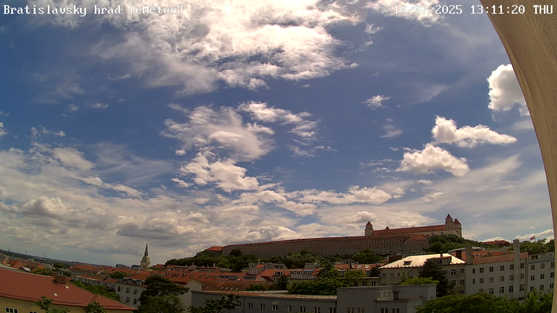 Bratislava, Bratislavský hrad (Bratislava Castle) South View Live Cam - Stare Mesto, Okres Bratislava I, Bratislava, Slovakia
