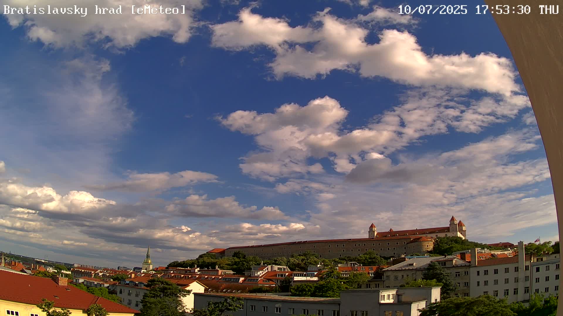 Bratislava, Bratislavský hrad (Bratislava Castle) South View Live Cam - Stare Mesto, Okres Bratislava I, Bratislava, Slovakia