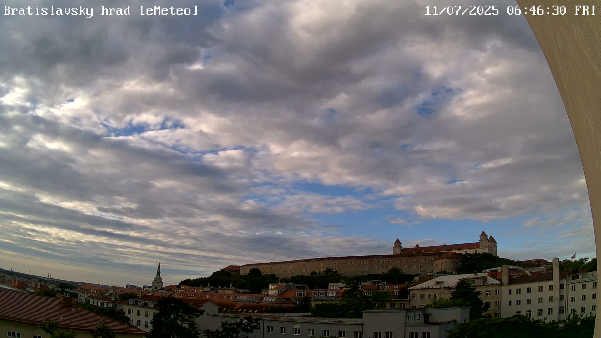 Bratislava, Bratislavský hrad (Bratislava Castle) South View Live Cam - Stare Mesto, Okres Bratislava I, Bratislava, Slovakia