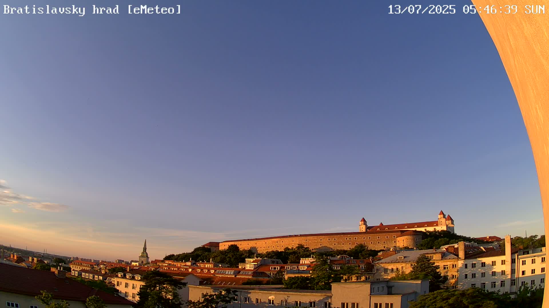 Bratislava, Bratislavský hrad (Bratislava Castle) South View Live Cam - Stare Mesto, Okres Bratislava I, Bratislava, Slovakia