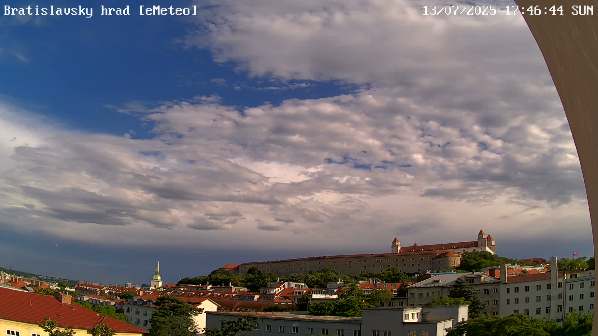 Bratislava, Bratislavský hrad (Bratislava Castle) South View Live Cam - Stare Mesto, Okres Bratislava I, Bratislava, Slovakia