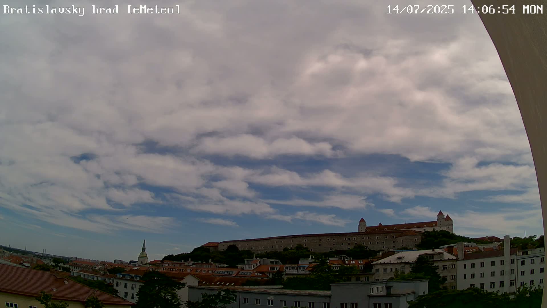 Bratislava, Bratislavský hrad (Bratislava Castle) South View Live Cam - Stare Mesto, Okres Bratislava I, Bratislava, Slovakia