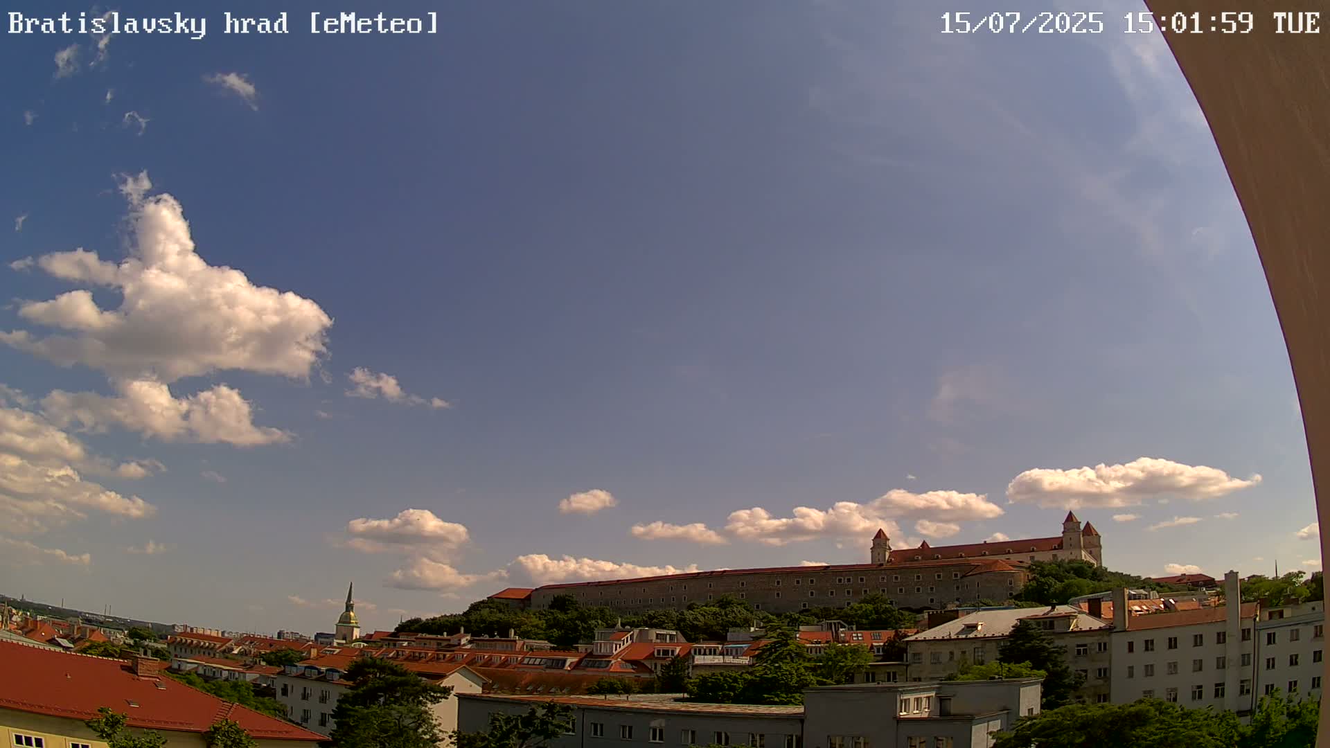 Bratislava, Bratislavský hrad (Bratislava Castle) South View Live Cam - Stare Mesto, Okres Bratislava I, Bratislava, Slovakia