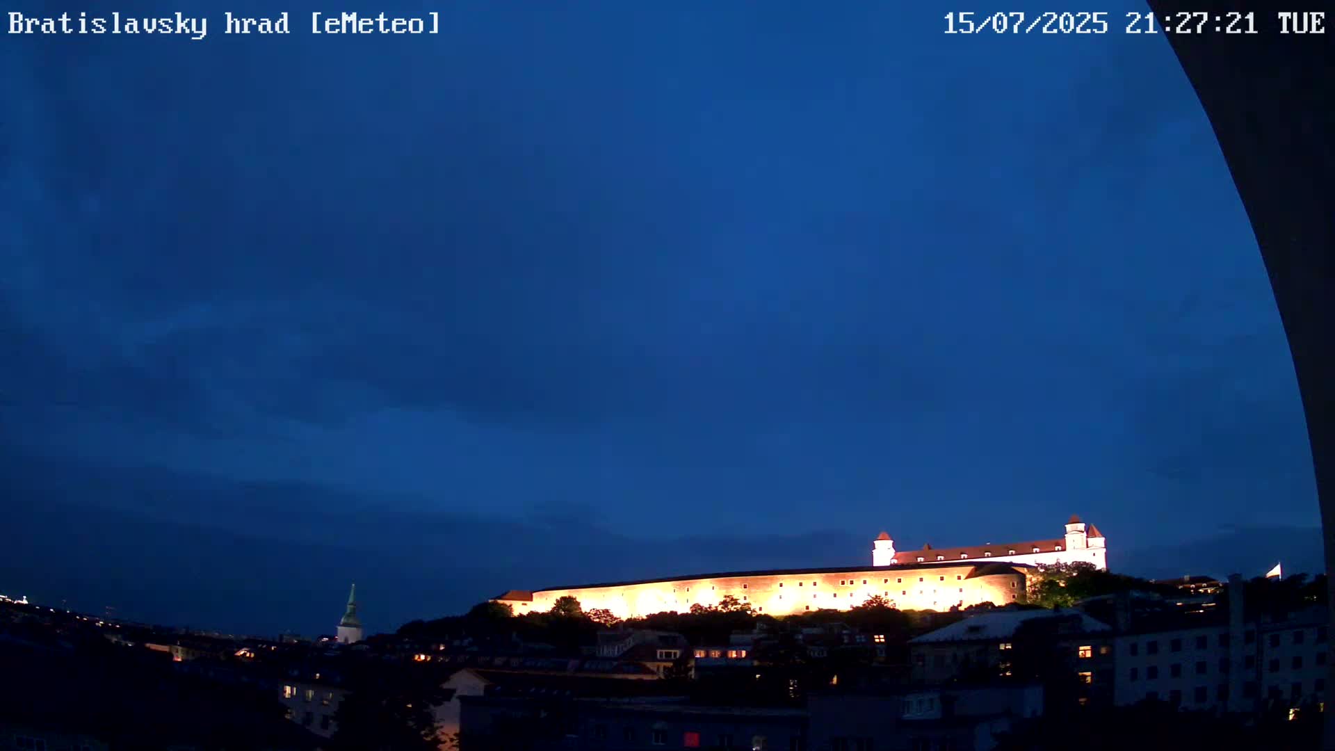 Bratislava, Bratislavský hrad (Bratislava Castle) South View Live Cam - Stare Mesto, Okres Bratislava I, Bratislava, Slovakia