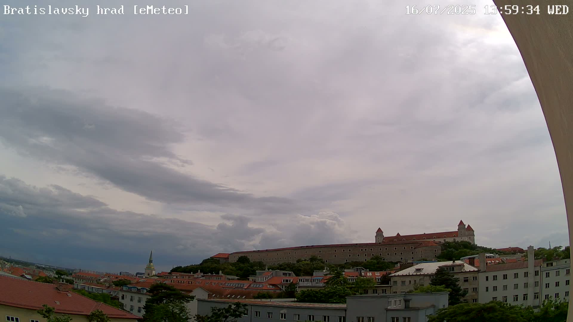Bratislava, Bratislavský hrad (Bratislava Castle) South View Live Cam - Stare Mesto, Okres Bratislava I, Bratislava, Slovakia