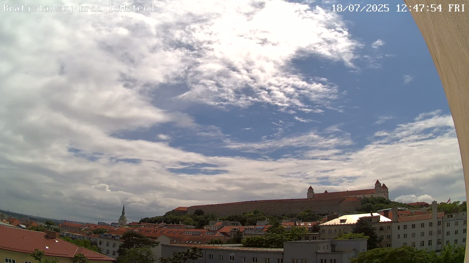 Bratislava, Bratislavský hrad (Bratislava Castle) South View Live Cam - Stare Mesto, Okres Bratislava I, Bratislava, Slovakia