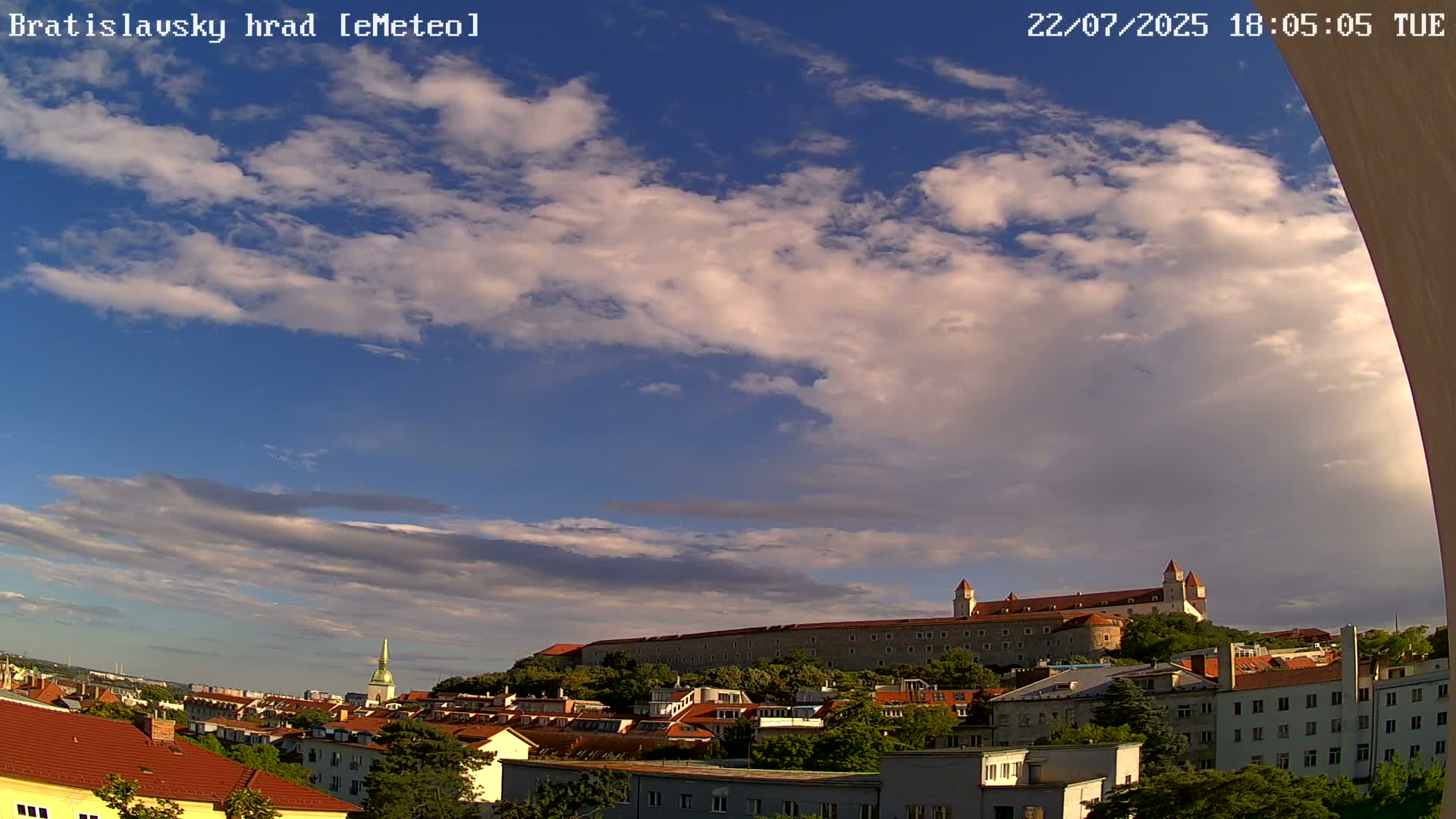 Bratislava, Bratislavský hrad (Bratislava Castle) South View Live Cam - Stare Mesto, Okres Bratislava I, Bratislava, Slovakia