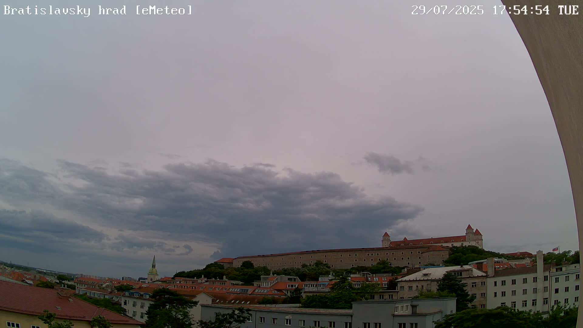 Bratislava, Bratislavský hrad (Bratislava Castle) South View Live Cam - Stare Mesto, Okres Bratislava I, Bratislava, Slovakia