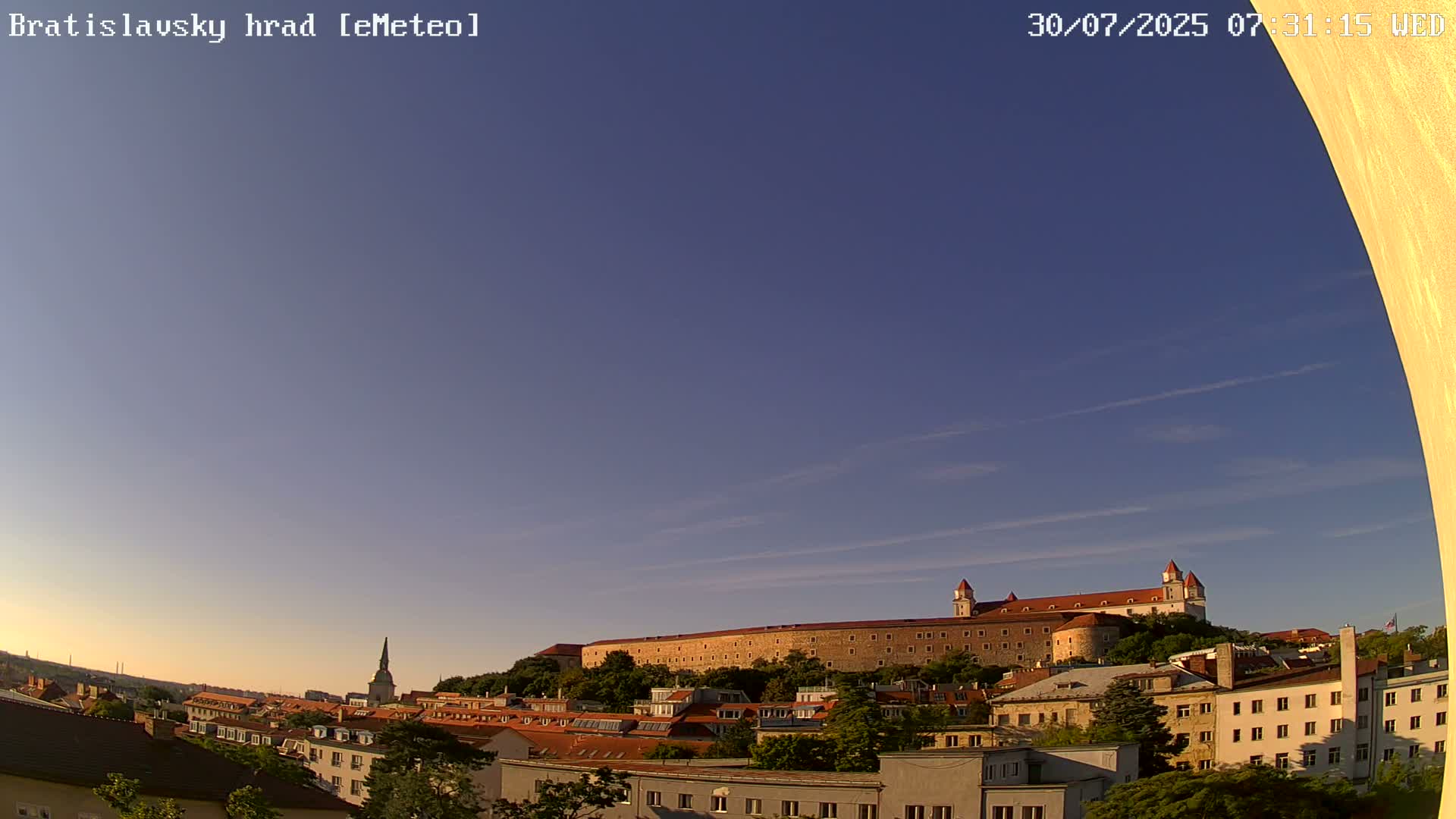 Bratislava, Bratislavský hrad (Bratislava Castle) South View Live Cam - Stare Mesto, Okres Bratislava I, Bratislava, Slovakia