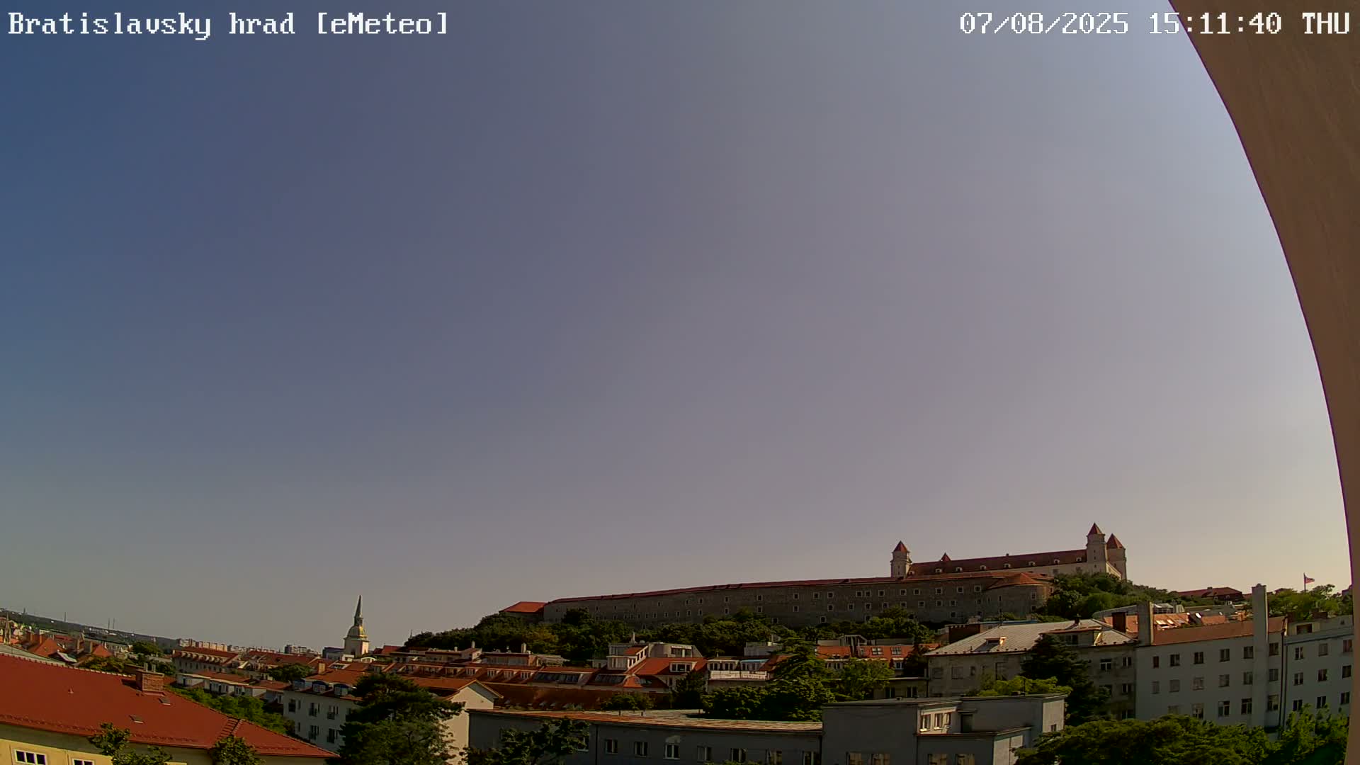 Bratislava, Bratislavský hrad (Bratislava Castle) South View Live Cam - Stare Mesto, Okres Bratislava I, Bratislava, Slovakia