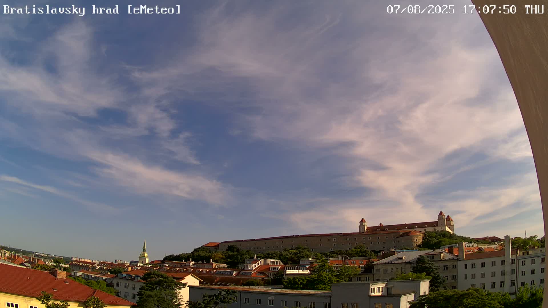 Bratislava, Bratislavský hrad (Bratislava Castle) South View Live Cam - Stare Mesto, Okres Bratislava I, Bratislava, Slovakia