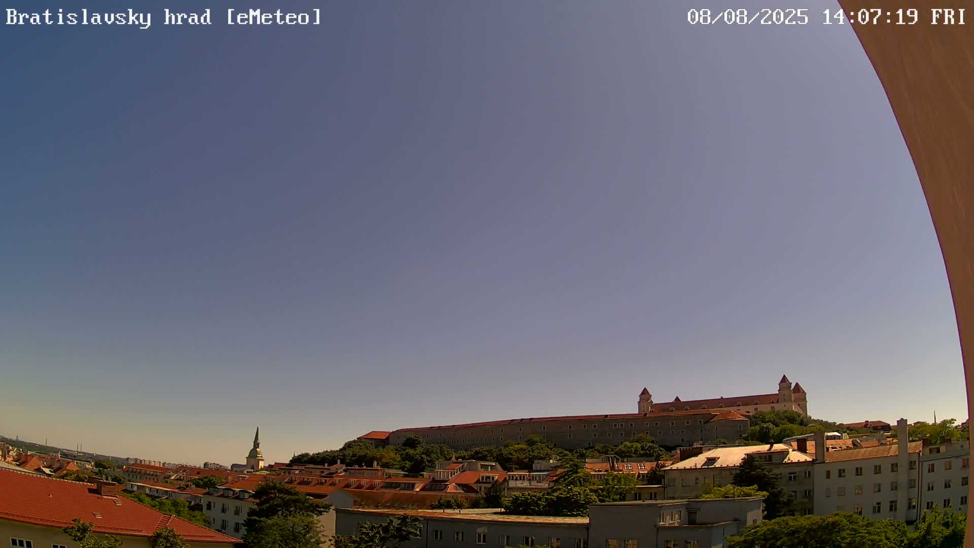 Bratislava, Bratislavský hrad (Bratislava Castle) South View Live Cam - Stare Mesto, Okres Bratislava I, Bratislava, Slovakia