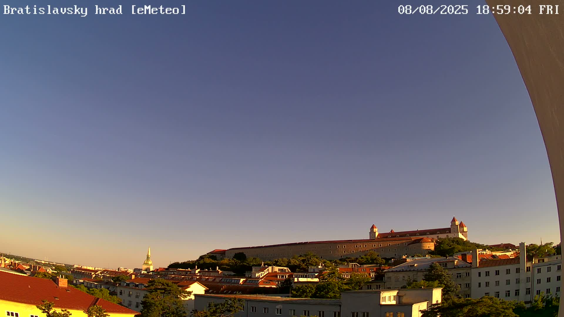 Bratislava, Bratislavský hrad (Bratislava Castle) South View Live Cam - Stare Mesto, Okres Bratislava I, Bratislava, Slovakia
