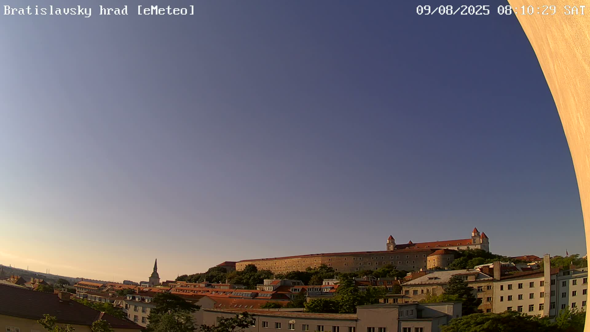 Bratislava, Bratislavský hrad (Bratislava Castle) South View Live Cam - Stare Mesto, Okres Bratislava I, Bratislava, Slovakia