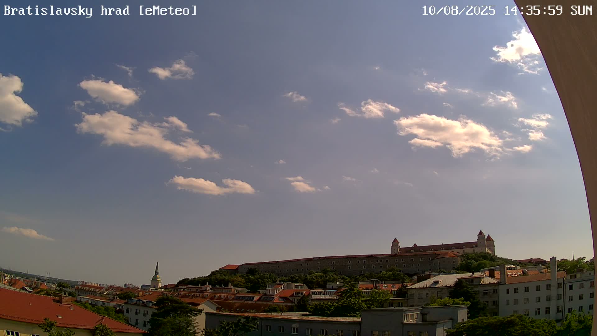 Bratislava, Bratislavský hrad (Bratislava Castle) South View Live Cam - Stare Mesto, Okres Bratislava I, Bratislava, Slovakia
