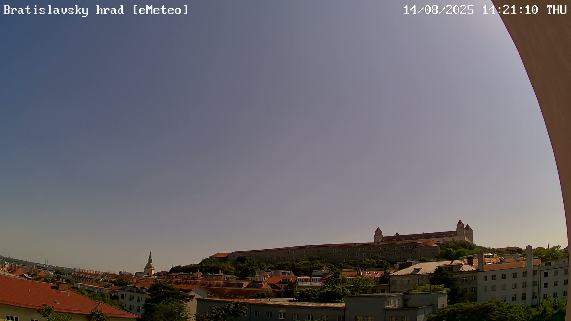 Bratislava, Bratislavský hrad (Bratislava Castle) South View Live Cam - Stare Mesto, Okres Bratislava I, Bratislava, Slovakia