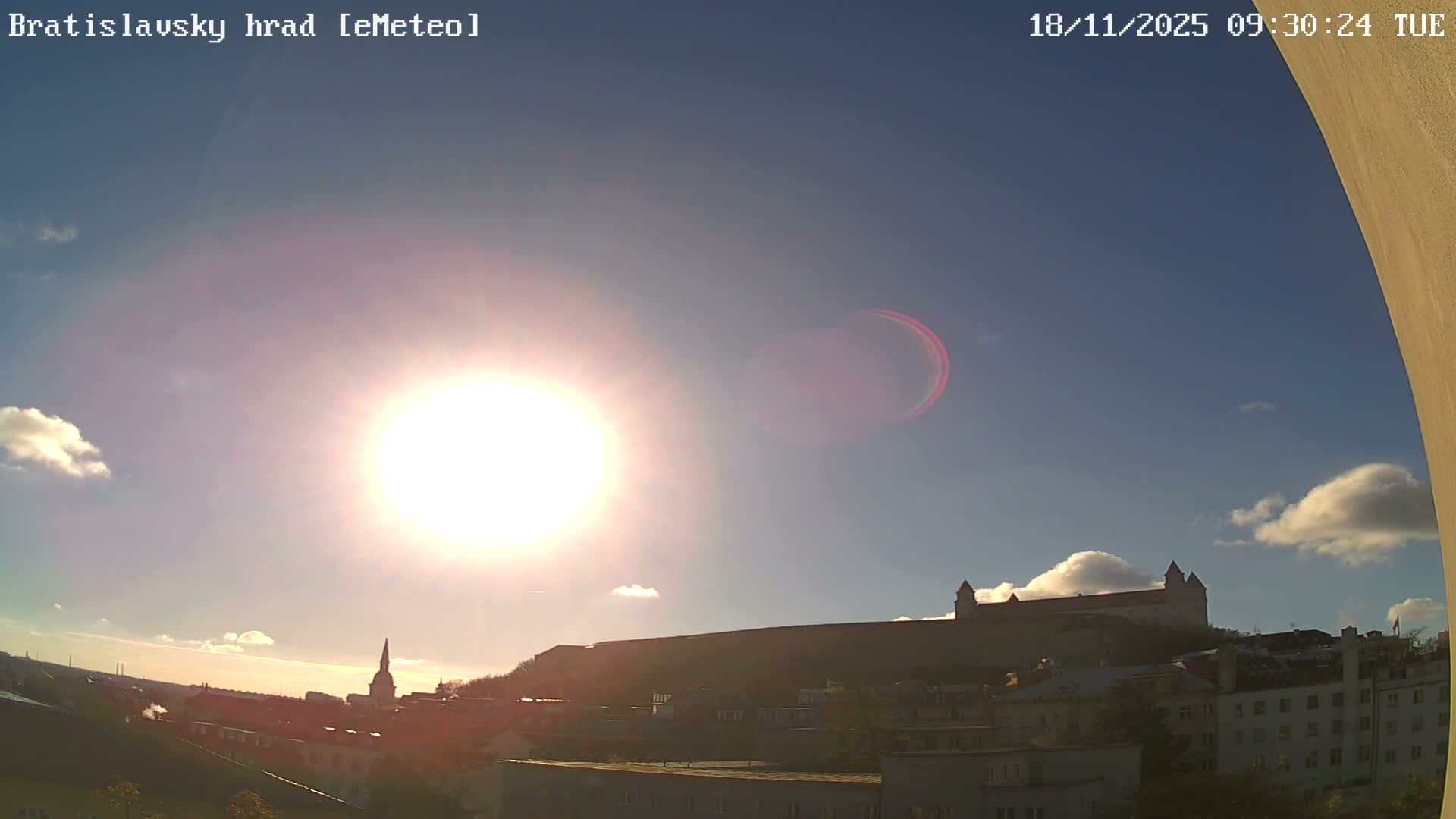 Bratislava, Bratislavský hrad (Bratislava Castle) South View Live Cam - Stare Mesto, Okres Bratislava I, Bratislava, Slovakia