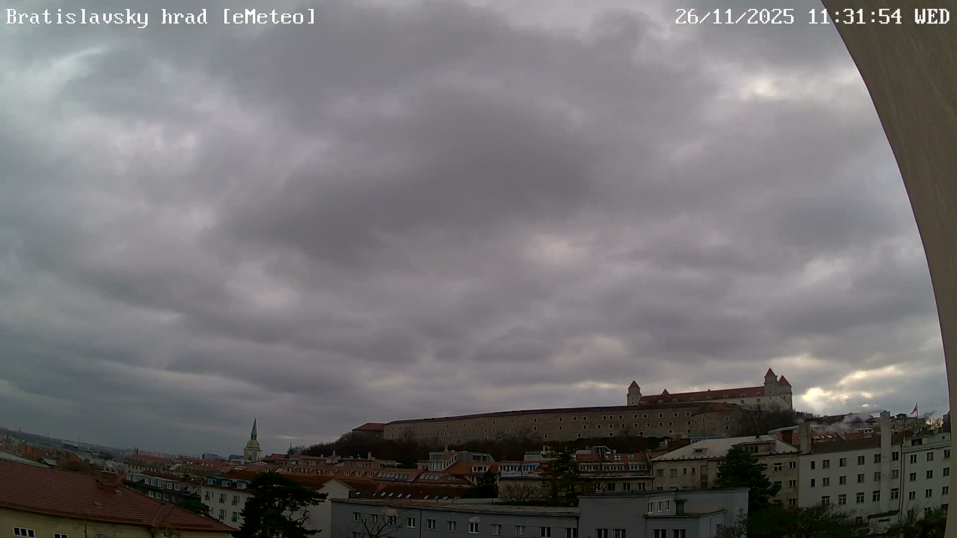 Bratislava, Bratislavský hrad (Bratislava Castle) South View Live Cam - Stare Mesto, Okres Bratislava I, Bratislava, Slovakia