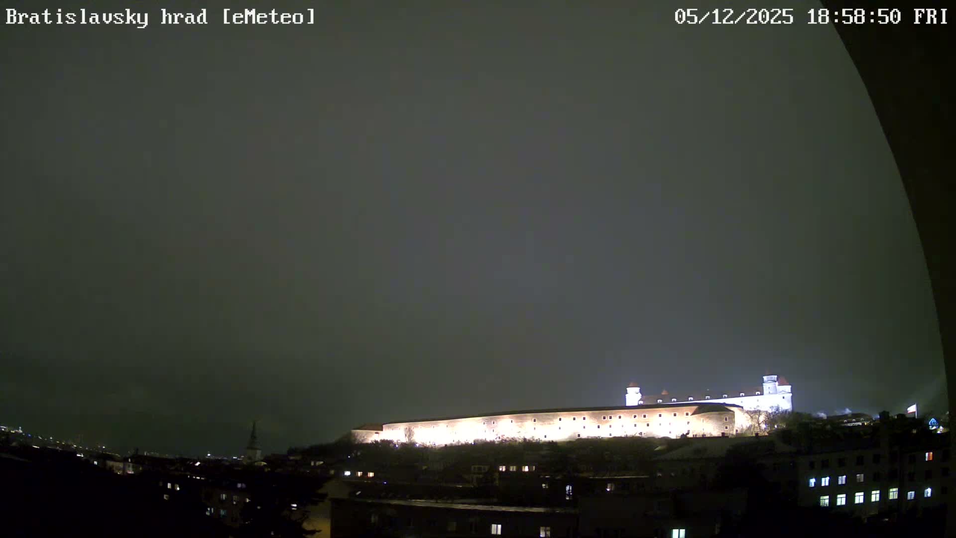 Bratislava, Bratislavský hrad (Bratislava Castle) South View Live Cam - Stare Mesto, Okres Bratislava I, Bratislava, Slovakia