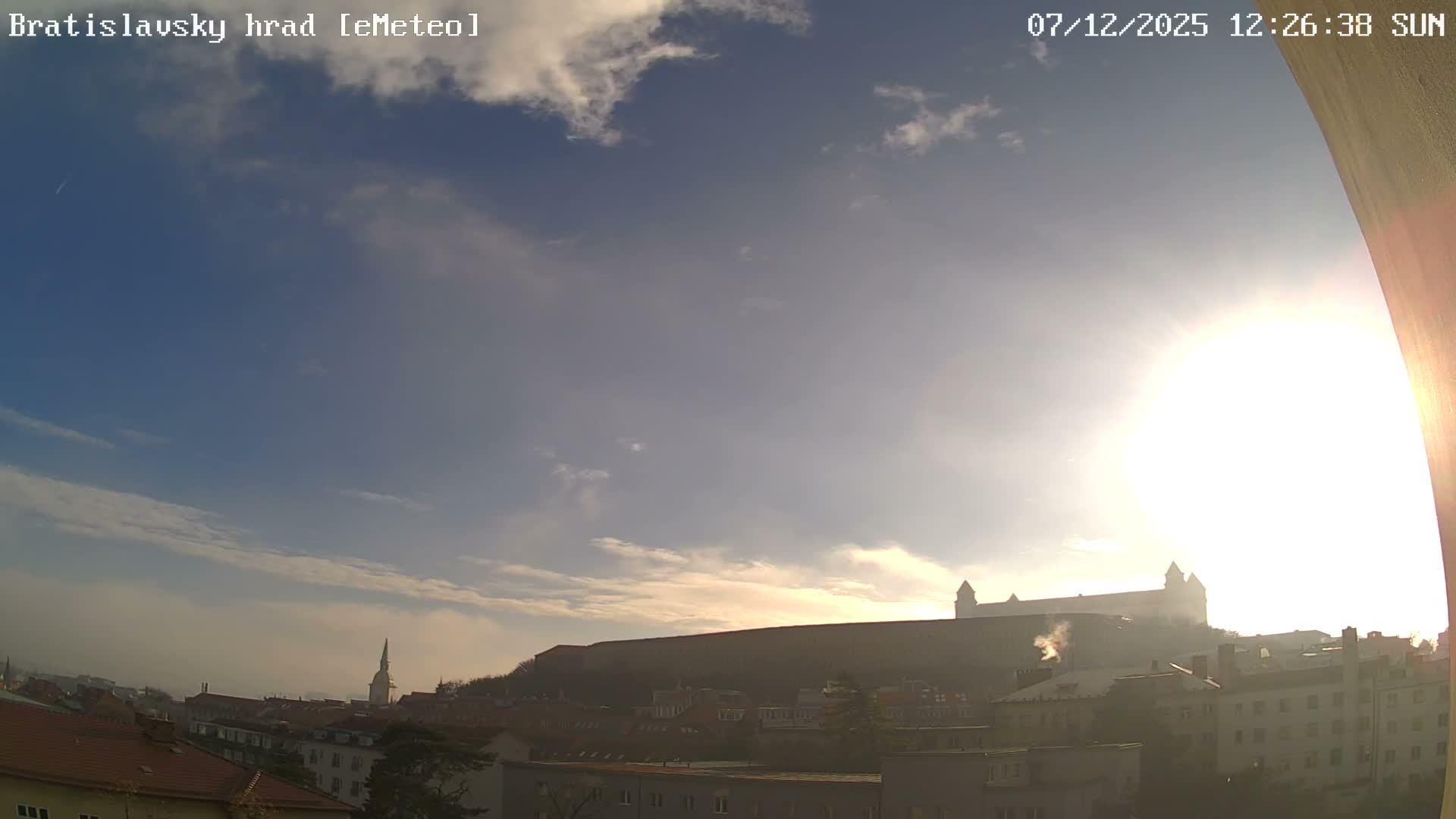 Bratislava, Bratislavský hrad (Bratislava Castle) South View Live Cam - Stare Mesto, Okres Bratislava I, Bratislava, Slovakia