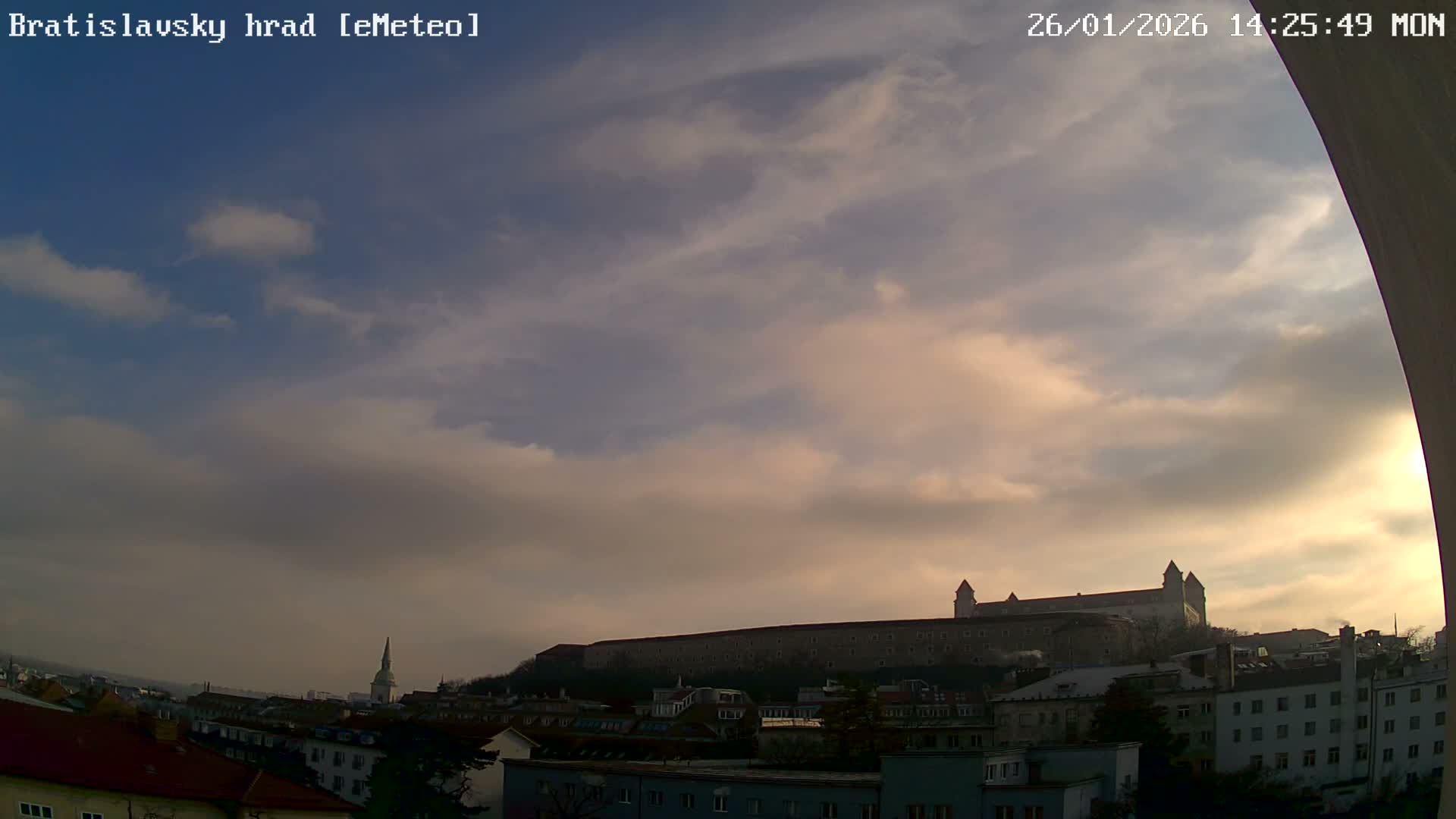 Bratislava, Bratislavský hrad (Bratislava Castle) South View Live Cam - Stare Mesto, Okres Bratislava I, Bratislava, Slovakia