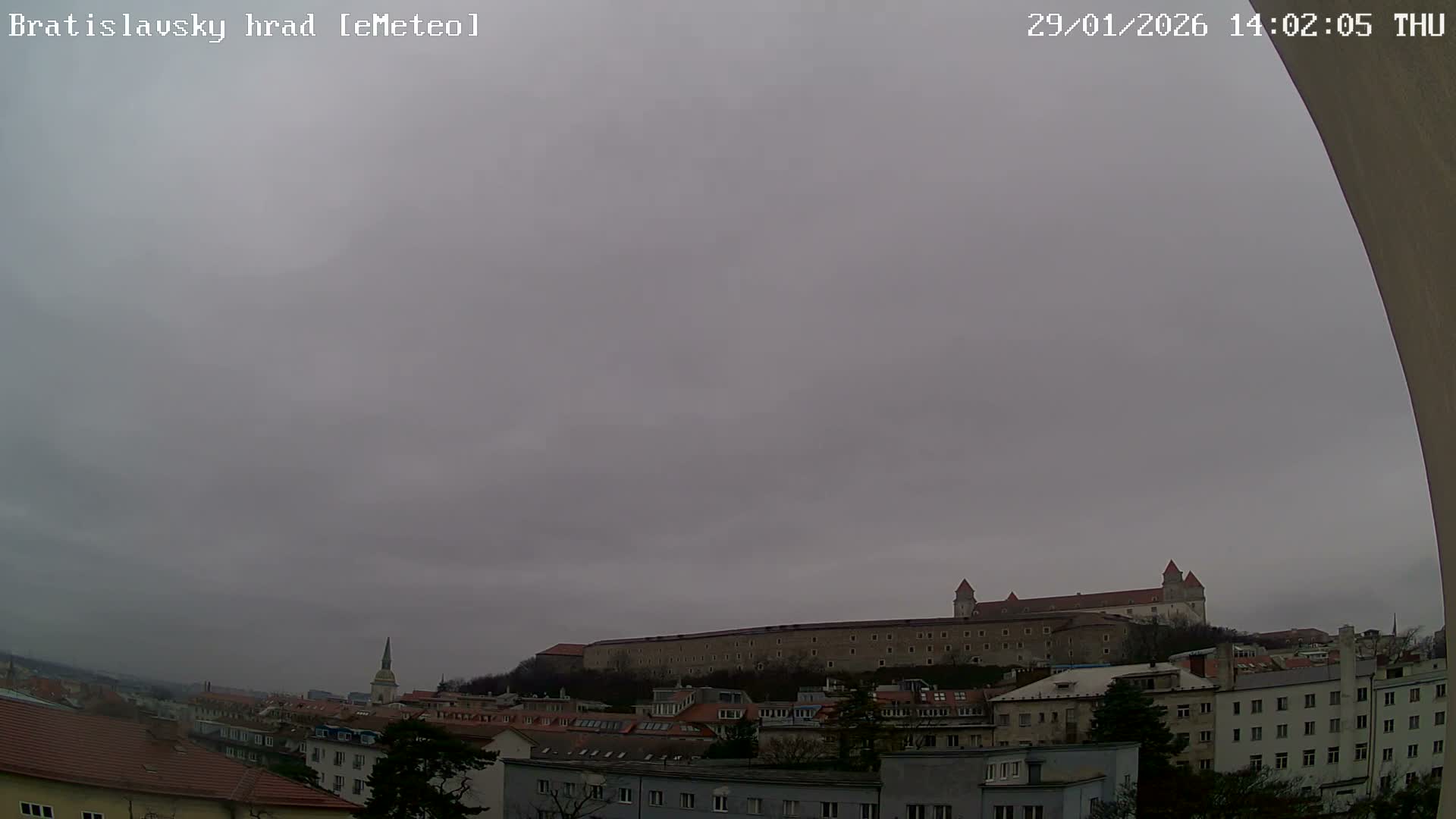 Bratislava, Bratislavský hrad (Bratislava Castle) South View Live Cam - Stare Mesto, Okres Bratislava I, Bratislava, Slovakia