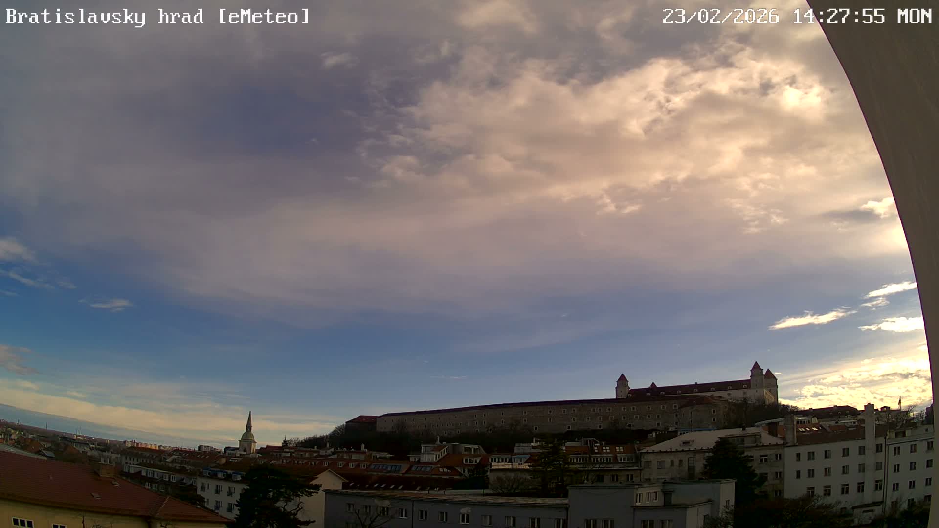 Bratislava, Bratislavský hrad (Bratislava Castle) South View Live Cam - Stare Mesto, Okres Bratislava I, Bratislava, Slovakia