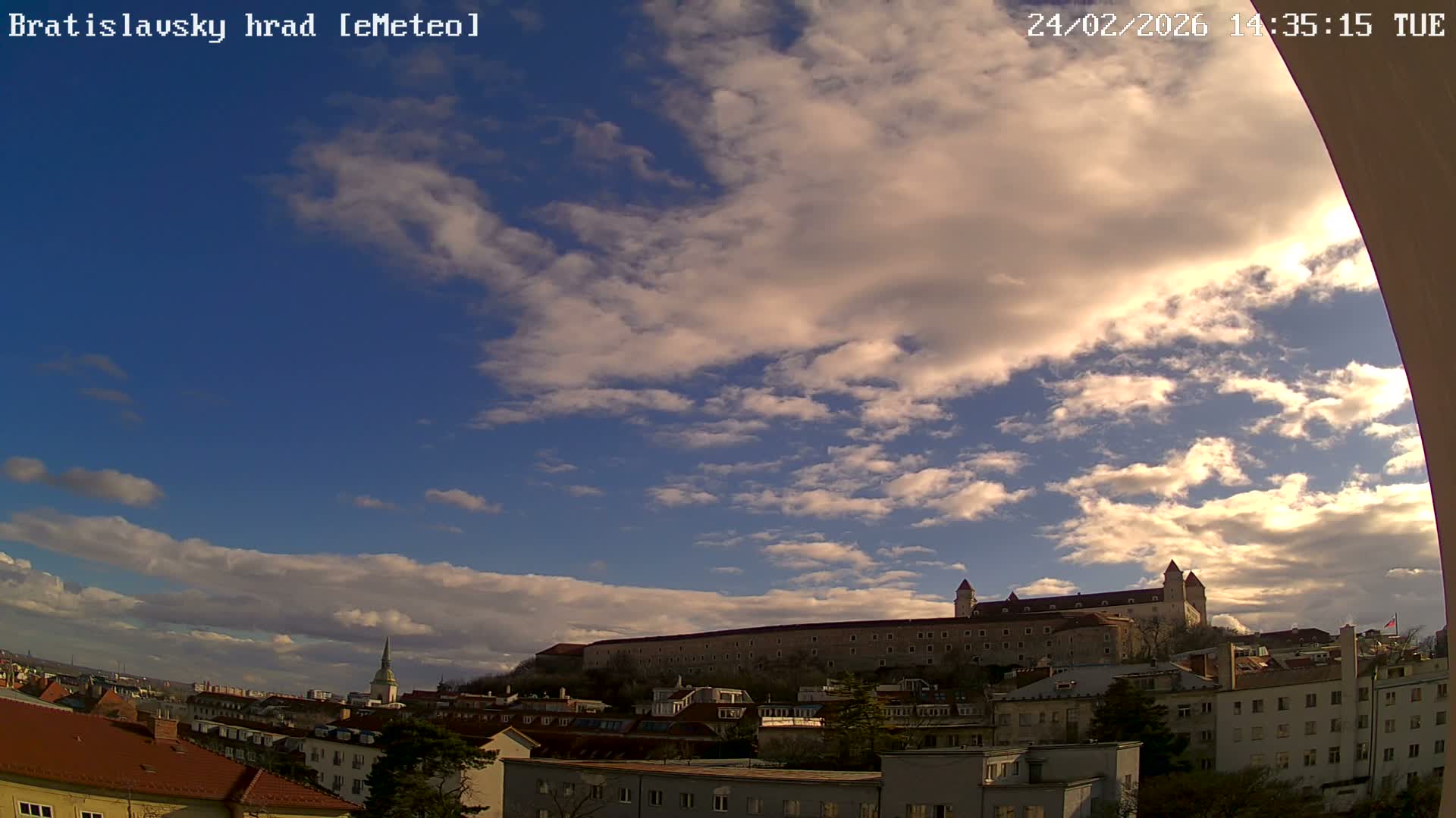 Bratislava, Bratislavský hrad (Bratislava Castle) South View Live Cam - Stare Mesto, Okres Bratislava I, Bratislava, Slovakia