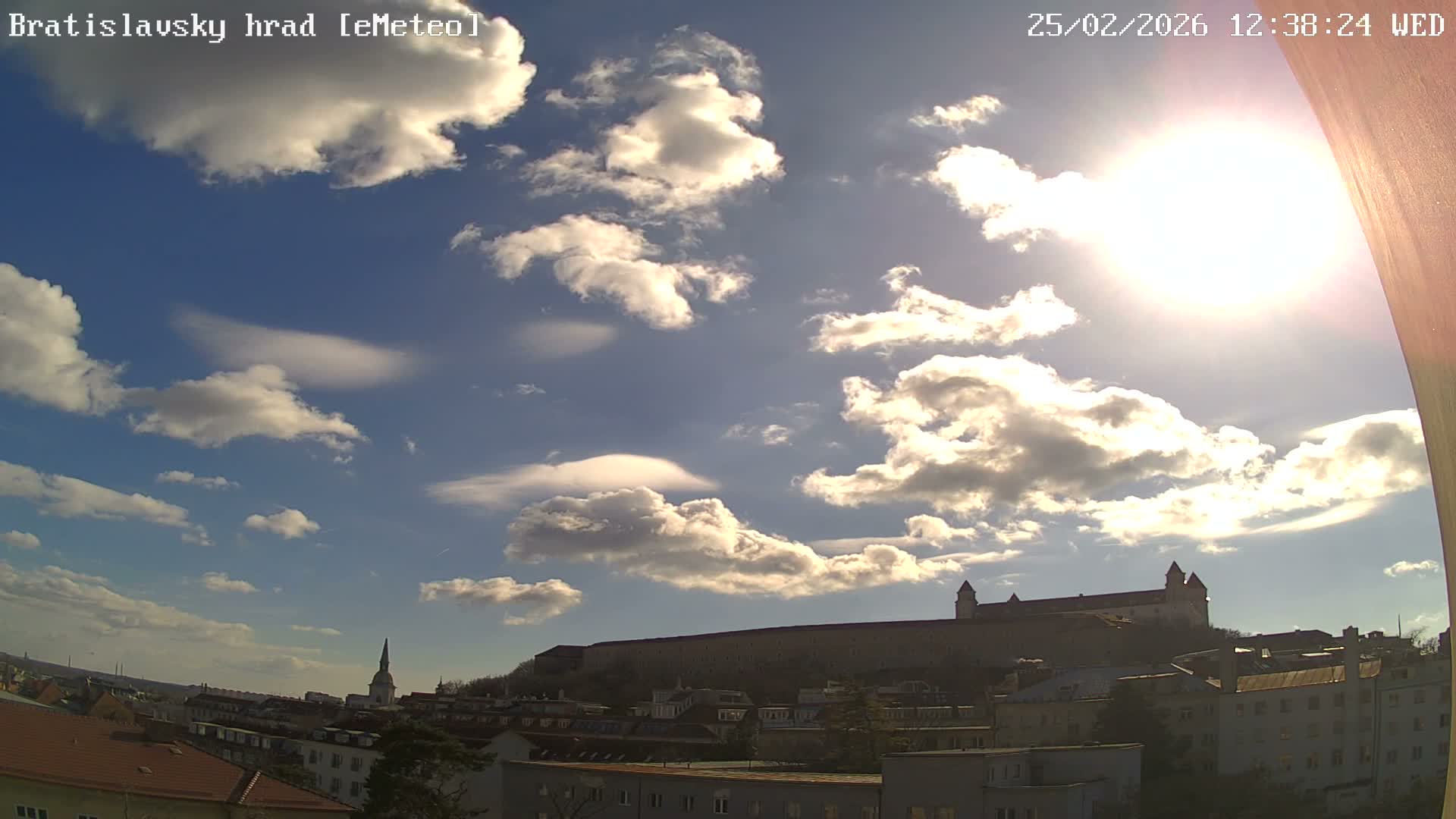 Bratislava, Bratislavský hrad (Bratislava Castle) South View Live Cam - Stare Mesto, Okres Bratislava I, Bratislava, Slovakia