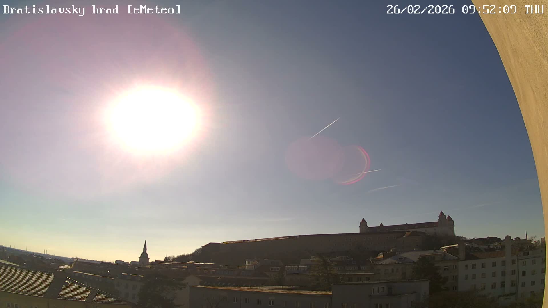 Bratislava, Bratislavský hrad (Bratislava Castle) South View Live Cam - Stare Mesto, Okres Bratislava I, Bratislava, Slovakia