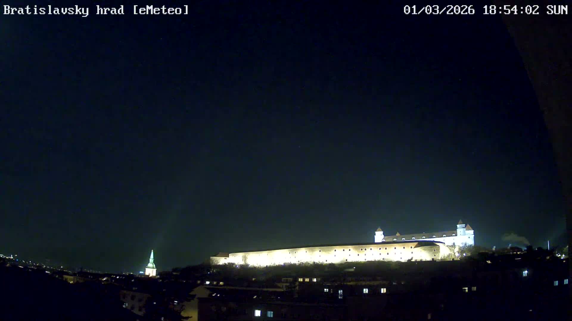 Bratislava, Bratislavský hrad (Bratislava Castle) South View Live Cam - Stare Mesto, Okres Bratislava I, Bratislava, Slovakia