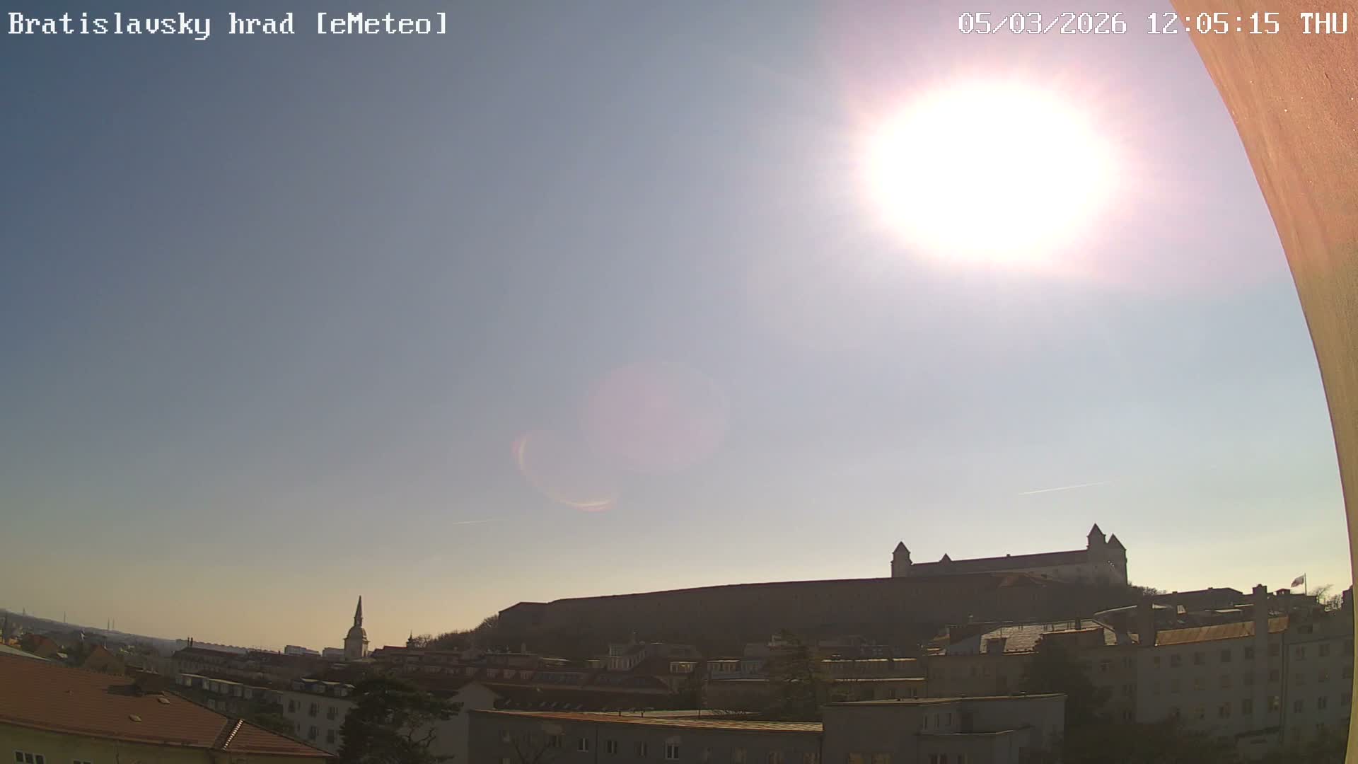 Bratislava, Bratislavský hrad (Bratislava Castle) South View Live Cam - Stare Mesto, Okres Bratislava I, Bratislava, Slovakia