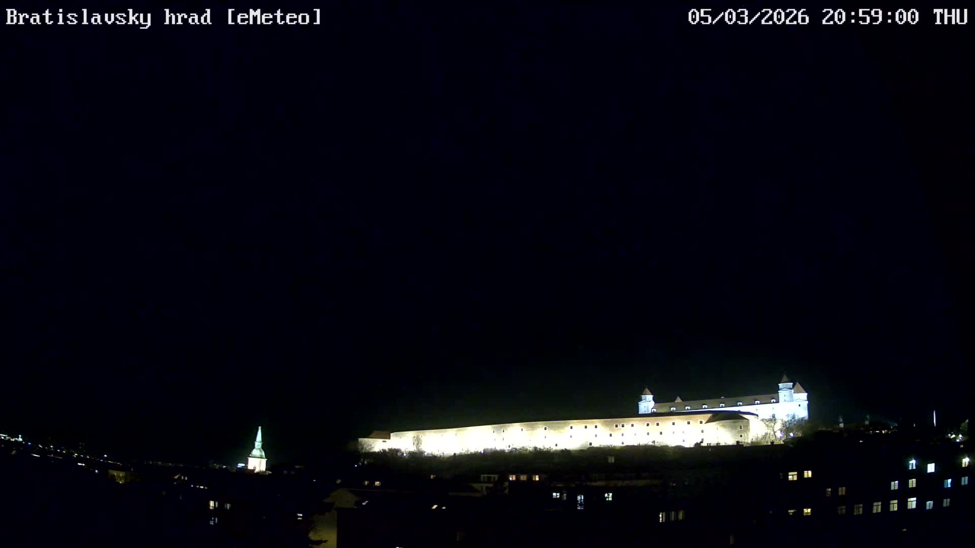 Bratislava, Bratislavský hrad (Bratislava Castle) South View Live Cam - Stare Mesto, Okres Bratislava I, Bratislava, Slovakia