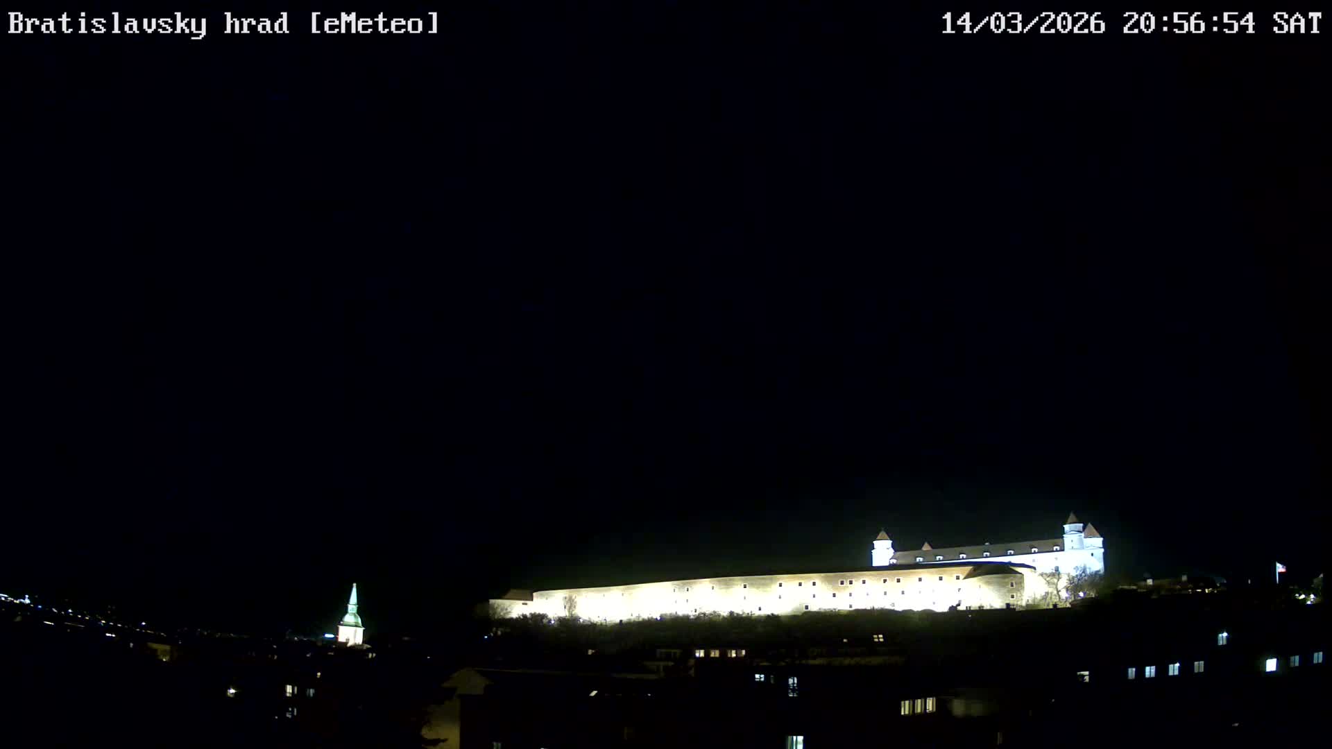 Bratislava, Bratislavský hrad (Bratislava Castle) South View Live Cam - Stare Mesto, Okres Bratislava I, Bratislava, Slovakia
