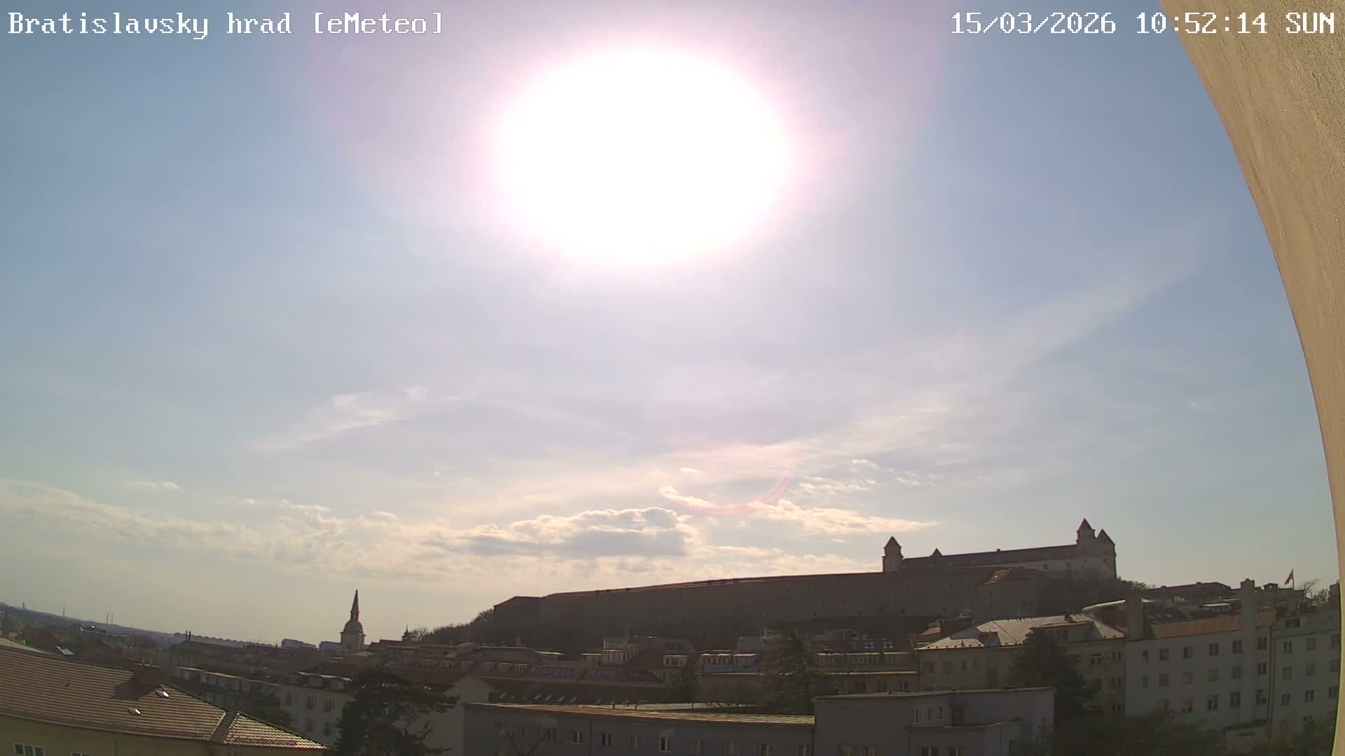 Bratislava, Bratislavský hrad (Bratislava Castle) South View Live Cam - Stare Mesto, Okres Bratislava I, Bratislava, Slovakia