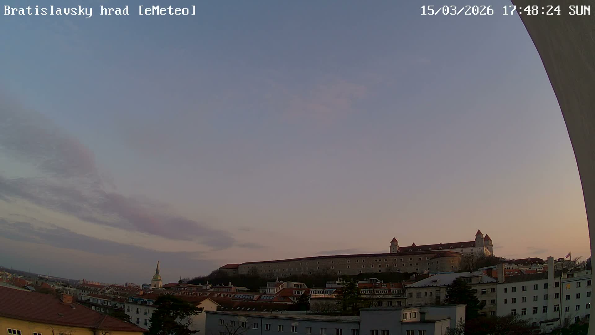 Bratislava, Bratislavský hrad (Bratislava Castle) South View Live Cam - Stare Mesto, Okres Bratislava I, Bratislava, Slovakia