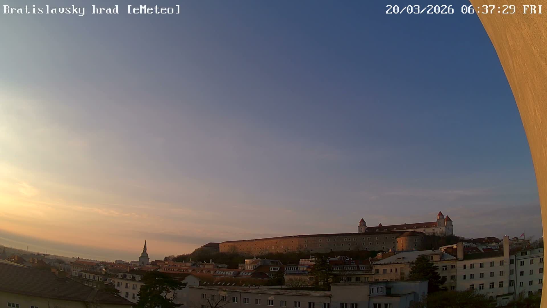 Bratislava, Bratislavský hrad (Bratislava Castle) South View Live Cam - Stare Mesto, Okres Bratislava I, Bratislava, Slovakia