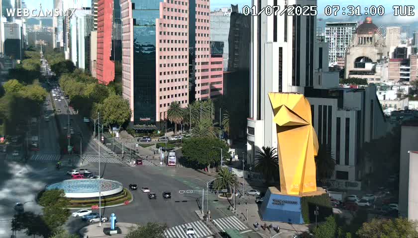 Ciudad de Mexico ,Avenida Paseo de la Reforma Avenue & Torre Caballito (Little Horse Tower) Live Cam -  Cuauhtemoc, Ciudad de Mexico, Mexico