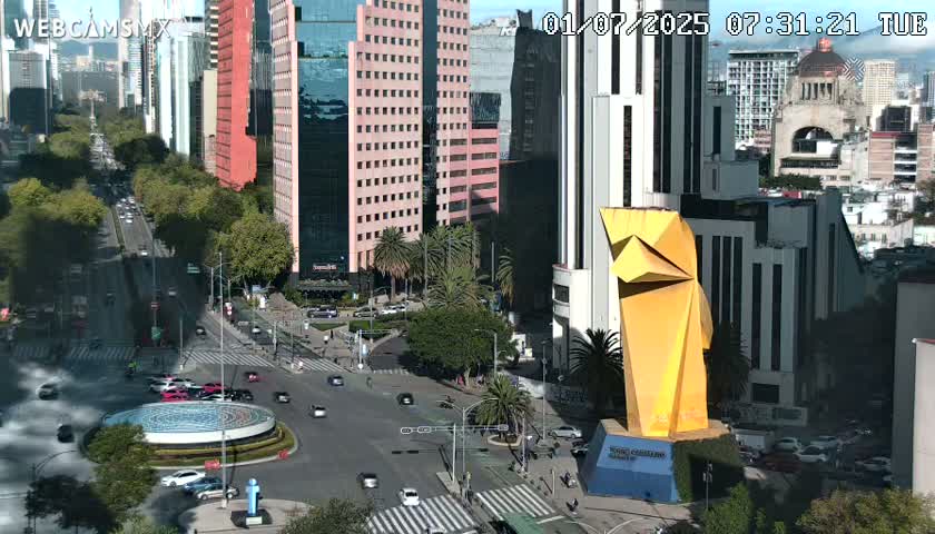 Ciudad de Mexico ,Avenida Paseo de la Reforma Avenue & Torre Caballito (Little Horse Tower) Live Cam -  Cuauhtemoc, Ciudad de Mexico, Mexico