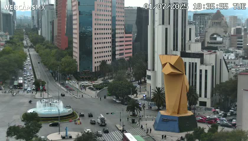 Ciudad de Mexico ,Avenida Paseo de la Reforma Avenue & Torre Caballito (Little Horse Tower) Live Cam -  Cuauhtemoc, Ciudad de Mexico, Mexico