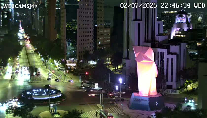 Ciudad de Mexico ,Avenida Paseo de la Reforma Avenue & Torre Caballito (Little Horse Tower) Live Cam -  Cuauhtemoc, Ciudad de Mexico, Mexico