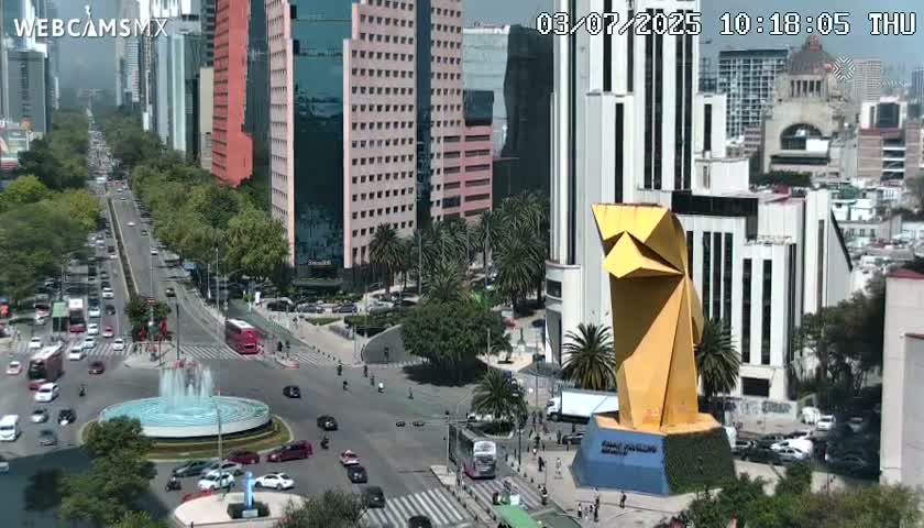Ciudad de Mexico ,Avenida Paseo de la Reforma Avenue & Torre Caballito (Little Horse Tower) Live Cam -  Cuauhtemoc, Ciudad de Mexico, Mexico