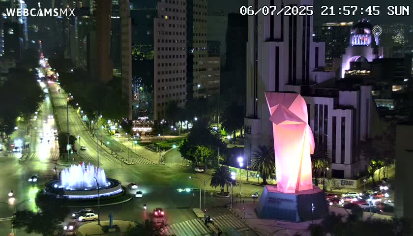 Ciudad de Mexico ,Avenida Paseo de la Reforma Avenue & Torre Caballito (Little Horse Tower) Live Cam -  Cuauhtemoc, Ciudad de Mexico, Mexico