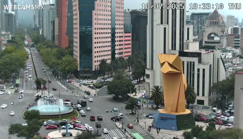 Ciudad de Mexico ,Avenida Paseo de la Reforma Avenue & Torre Caballito (Little Horse Tower) Live Cam -  Cuauhtemoc, Ciudad de Mexico, Mexico