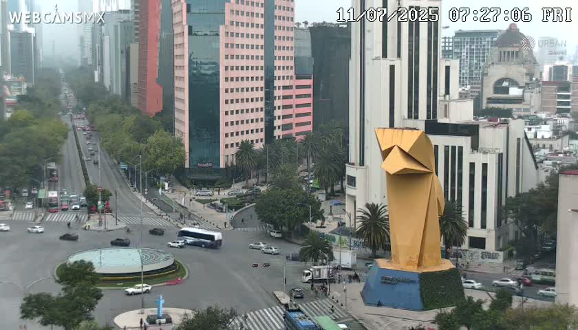 Ciudad de Mexico ,Avenida Paseo de la Reforma Avenue & Torre Caballito (Little Horse Tower) Live Cam -  Cuauhtemoc, Ciudad de Mexico, Mexico