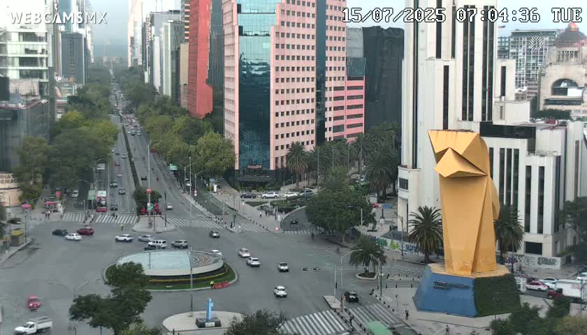 Ciudad de Mexico ,Avenida Paseo de la Reforma Avenue & Torre Caballito (Little Horse Tower) Live Cam -  Cuauhtemoc, Ciudad de Mexico, Mexico