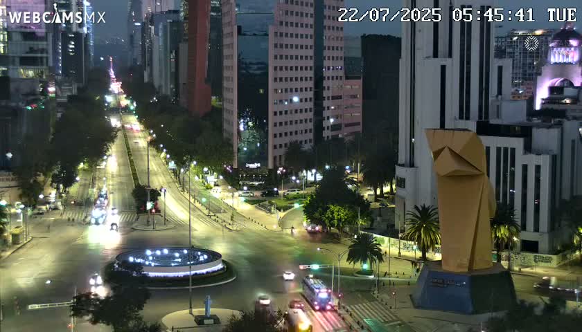 Ciudad de Mexico ,Avenida Paseo de la Reforma Avenue & Torre Caballito (Little Horse Tower) Live Cam -  Cuauhtemoc, Ciudad de Mexico, Mexico
