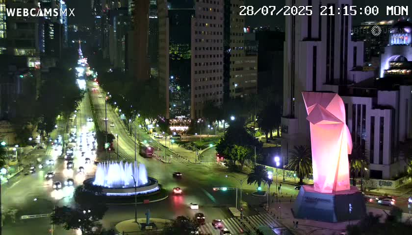 Ciudad de Mexico ,Avenida Paseo de la Reforma Avenue & Torre Caballito (Little Horse Tower) Live Cam -  Cuauhtemoc, Ciudad de Mexico, Mexico